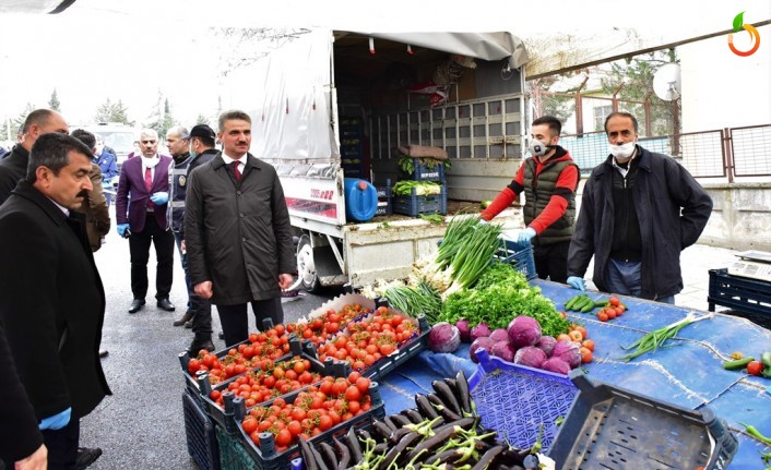 Vali Baruş, Çarşamba pazarında alınan tedbirleri inceledi