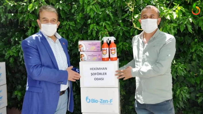 İlçelerdeki şoför esnafına maske ve dezenfaktan