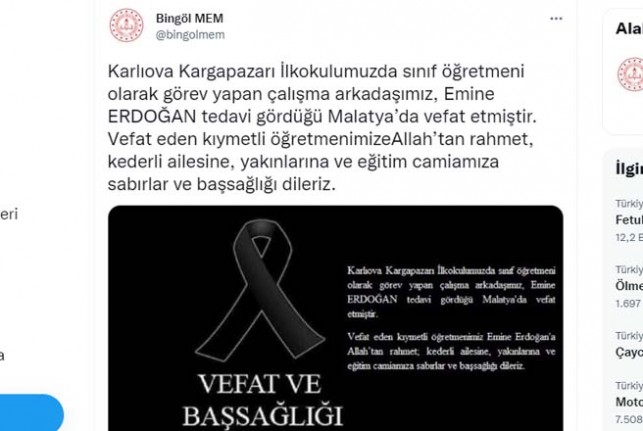 Beyin Kanaması Geçiren Emine Öğretmen Hayatını Kaybetti