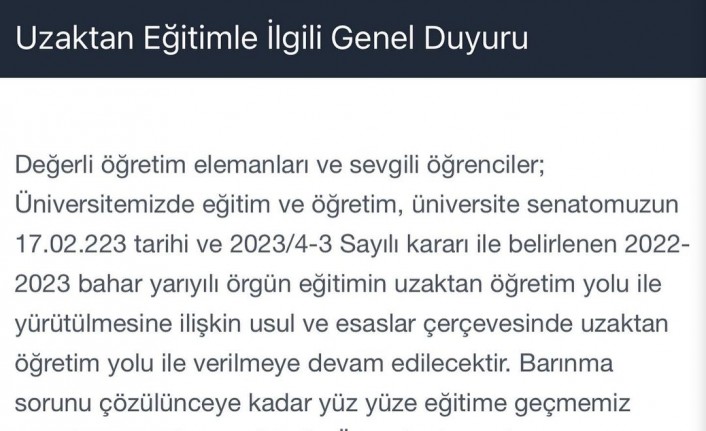 İnönü Üniversitesi'nde Yüz Yüze Eğitim Olmayacak