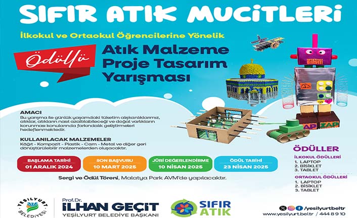 Yeşilyurt Belediyesi, Ödüllü ‘Atık Malzeme Proje Tasarım Yarışması’ Düzenliyor