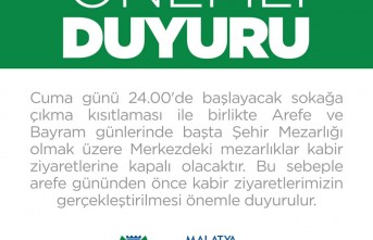 Malatya'da Kabir Ziyaretleri Arefe Öncesi Yapılacak