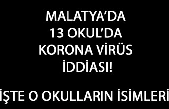 Malatya'da 13 Okulda Coronavirüs İddiası