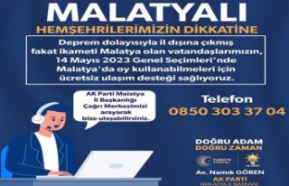 AK Parti’den Malatya’ya gelecek seçmenlere ücretsiz...